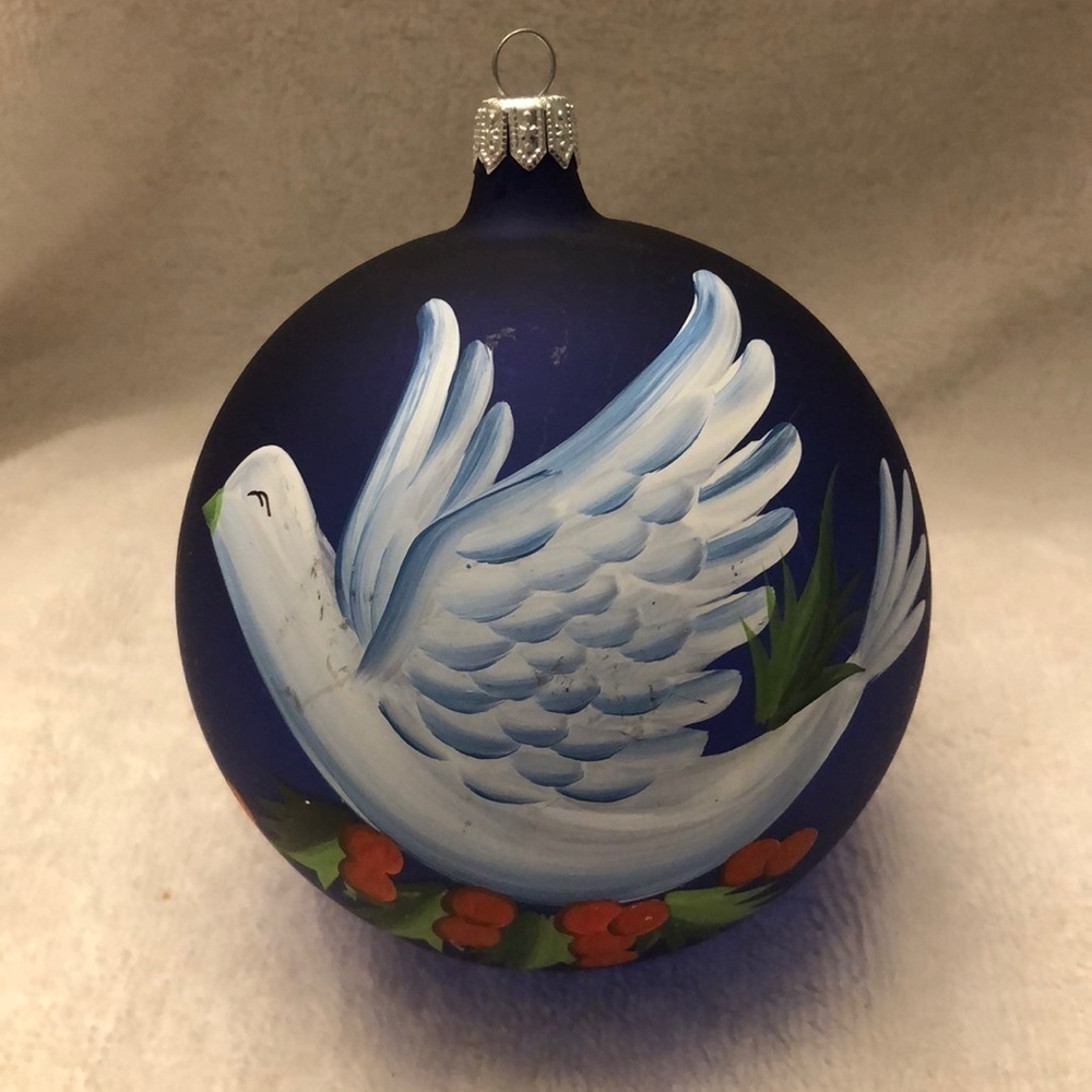 Oversize handpainted Christmas ornament Peace Dove